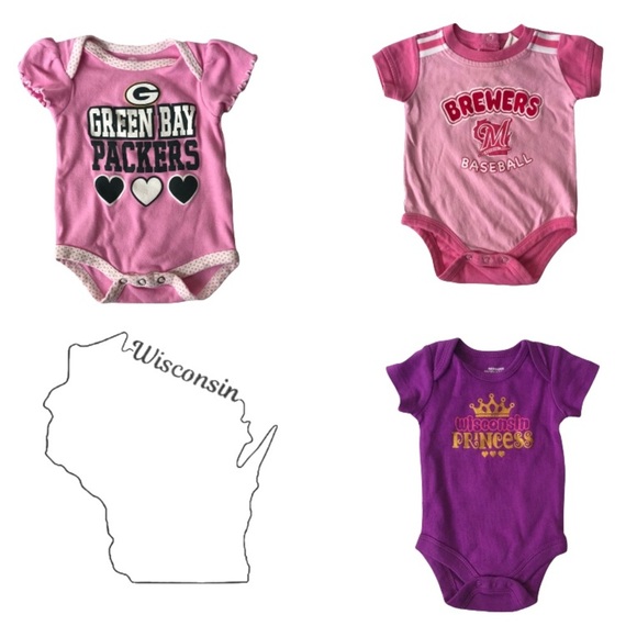 Bundle of 3 Infant Bodysuits for the Wisconsin Fan - Picture 1 of 16